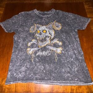 Vertebre 33 Skull Demon Graphic T-Shirt Acid Wash Metal Streetwear Tee